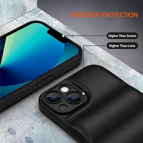 SSASMEU Luxury Down Jacket Phone Case For iPhone 15 14 13 12 11 Pro XS Max X XR 7 8 Plus The Puffer Case Soft Silicone Shockproof Cover,B,Black,For iPhone X XS thumbnail 3