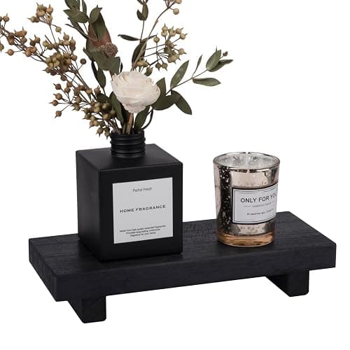 zoocatia Small Wood Tray Pedestal Stand Farmhouse Bathroom Decor Decorative Wooden Riser Kitchen Soap Dish Holder for Vanity, Counter, Sink, Black thumbnail 5