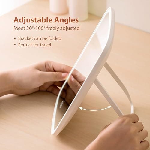 NEZZOE Rechargeable Makeup Mirror with Lights, Portable Travel Lighted Vanity Mirror, Dimmable Touch Screen Tabletop LED Make up Mirror - One Light thumbnail 4