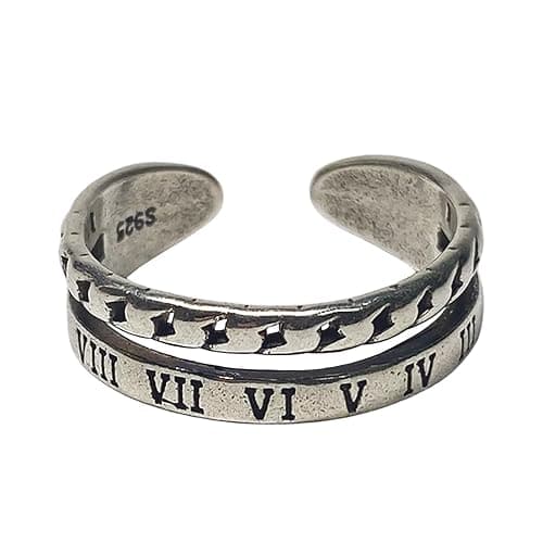 Ch.yishi Handmade Vintage 925 Sterling Silver Wide Band Rings for Women/Men,Adjustable Thumb Finger Ring - Image 1