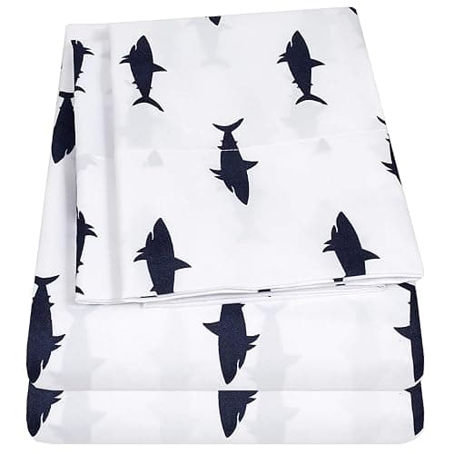 1500 Supreme Kids Bed Sheet Collection - Fun Colorful and Comfortable Boys and Girls Toddler Sheet Sets - Deep Pocket Wrinkle Free Soft and Cozy Bedding - Full, Sharks - Image 1