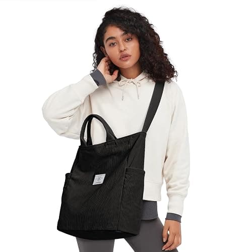 KALIDI Corduroy Tote Bag, Large Slouchy Hobo Messenger Crossbody Bag | Anti Splash Zipper Side Pockets Shoulder Bag Adjustable Strap Lightweight Casual Work Shopping Women thumbnail 2