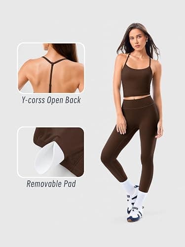 Matching Workout Sets for Women,Breathable Sport Bras & Seamless Leggings,2 Piece ActiveWear Outfits for Pilates/Gym/Athletic thumbnail 3