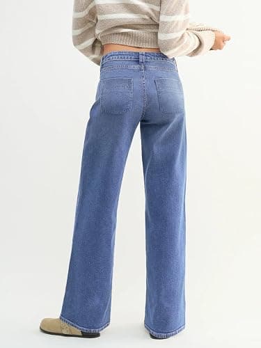 EMMIOL Baggy Jeans Women Straight Leg Mid Rise Cute Trendy Y2K Boyfriend Loose Fit Denim Pants Wide Leg High Waisted Stretchy thumbnail 5