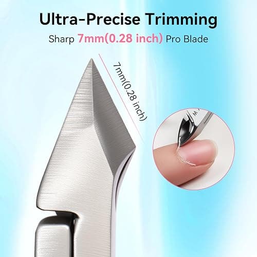 Makartt Cuticle Trimmer with Cuticle Pusher - Stainless Steel Cuticles Nipper with Dual Spring, Ergonomic Handle, 7mm Blade & Dual-Ended Pusher for Nail Care & Gel Removal, Pink thumbnail 3