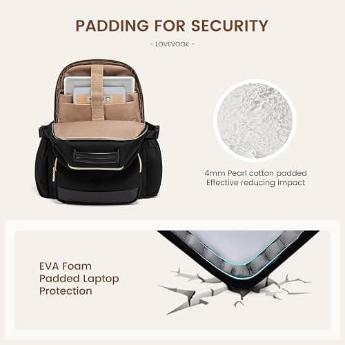 LOVEVOOK Laptop Backpack for Women with Pouch Pocket for Large Capacity Cup,15.6 Inch Laptop Computer Bag Travel Backpack Purse,Waterproof Work Business Backpack College Teacher Bags,Black thumbnail 4