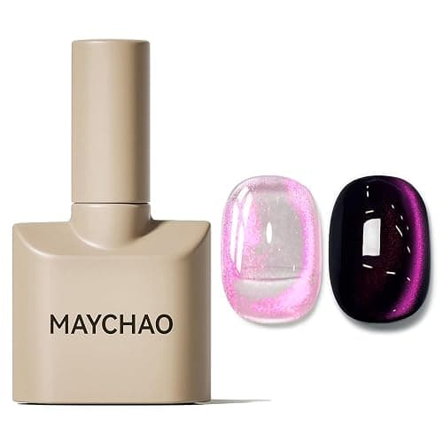 MAYCHAO 15ML Purple Tears Cat Eye Gel Nail Polish 1Pc Aurora Purple Cat Eye Gel Polish with Magnet Soak off Holographic Magnetic Nail Polish for Nail Art Manicure Salon DIY at Home, 0.5 OZ - Image 1