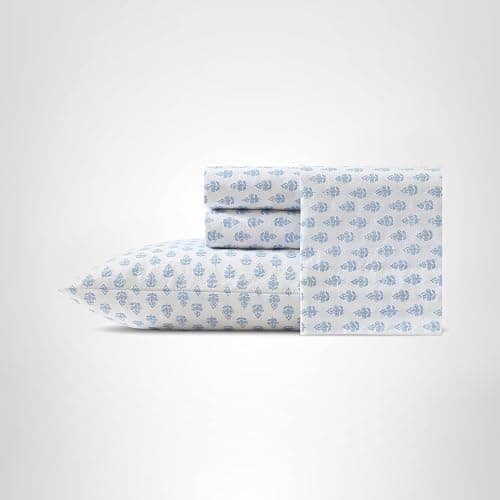 Laura Ashley - Queen Size Sheet Set, 100% Cotton Percale Bedding with Matching Pillowcases, Fully Elastic Fitted Sheet, Deep Pocket, Floral Room Decor (Francesca Blue) thumbnail 10