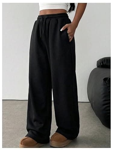 RoseSeek Girl's Baggy Sweatpants Elastic High Waisted Wide Leg Pants Athletic Sweat Pants Trousers thumbnail 3