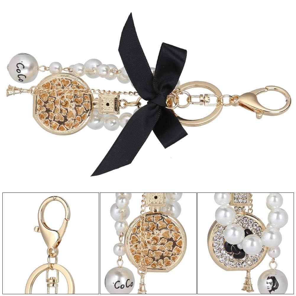 Keychain Fragrance Bottle Shape Alloy Bowknot Keychain Handmade Keychain Keychain Decoration for Girls thumbnail 4