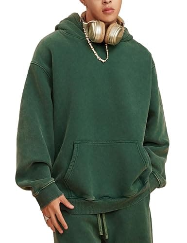 hathne Men's Oversized Hoodies Sweatshirt Cotton Wash Hooded Baggy Pullover Hoodies Vintage Winter Spring thumbnail 2