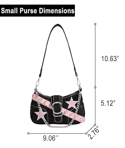 Ecohaso Grunge Shoulder Bag Fairy Grunge Hobo Bag Denim Chain Y2K Purses Crossbody Bag for Women thumbnail 5