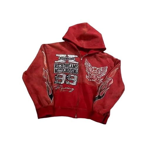 OANTGM Zip Up Hoodie Grunge Jackets Streetwear Y2k Unisex Emo Vintage 2000s Outerwear Oversized Graphic Hoodies Star Rapper - Image 1