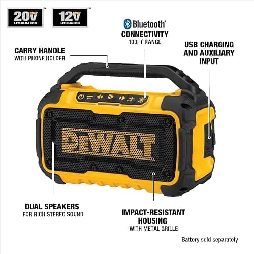 DEWALT 20V MAX* Bluetooth Speaker for Jobsite, Tool Only (DCR010) thumbnail 2