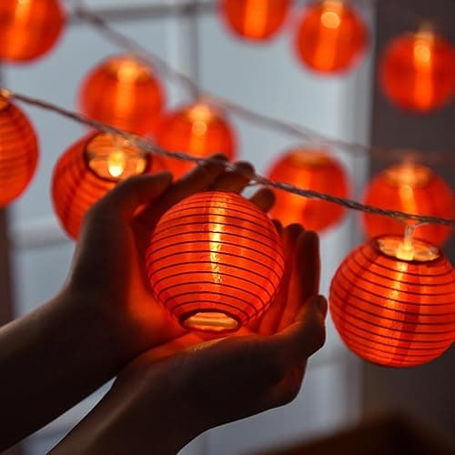 Dreamworth Red Lantern String Lights 13.1ft/4m 20 LEDs Hanging Lanterns Battery Operated String Lights for Chinese New Year,Spring Festival,Wedding,Party Decoration,Christmas thumbnail 4
