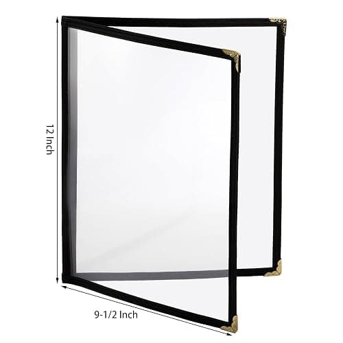 Nicunom 12 Pcak Restaurant Menu Covers, 8.5 X 11 Inch Menu Covers, 2 Page 4 View Transparent Menu Holders for Bar Cafe Restaurant, Double Stitched Edge thumbnail 3