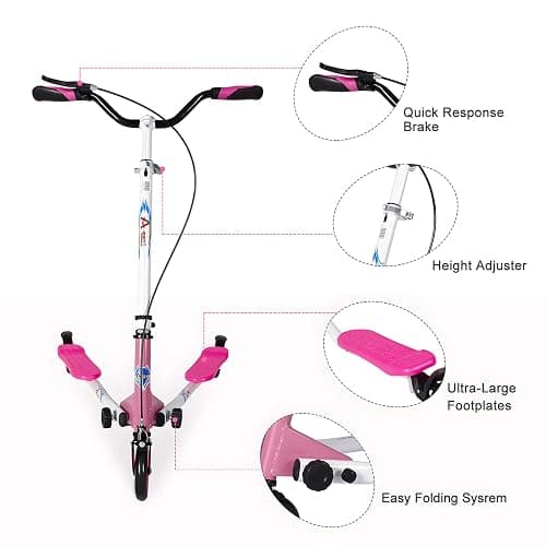 AOODIL Swing Scooter Adjustable 3 Wheels Foldable Wiggle Scooter Self Drifting for Kids/Teen/Adults Age 6+ thumbnail 2