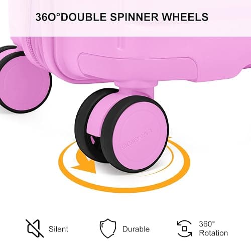 LARVENDER Luggage Sets 3 Piece, Expandable Hardside PP Carry On Luggage Suitcase with 360° Spinner Wheels TSA Lock Suitcase Set for Women Men, Neon Pink thumbnail 9