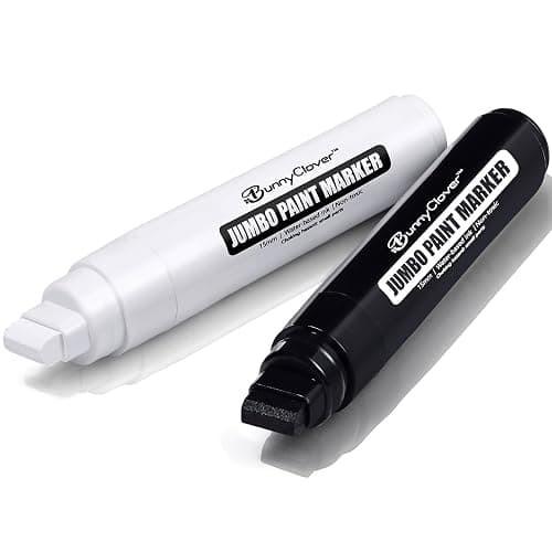 Bunnyclover Paint Markers Pens, 2 Pack of Black and White, Premium Permanent Acrylic Paint Pens Markers for Tagging, Signs, Stone, Wood, Ceramic, Non-Toxic,15mm Jumbo Tip - Image 1