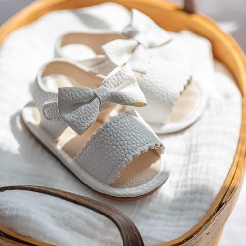Babelvit Infant Baby Girl Boy Sandals Comfort Premium Summer Outdoor Casual Beach Shoes with Flower Bowknot Anti Slip Rubber Sole Newborn Toddler Prewalker First Walking Shoes thumbnail 6