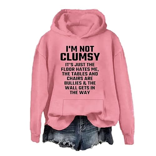 Generic I'm Not Clumsy, It's Just The Floor Women's Casual Pink Large Hoodie - Large - Pink