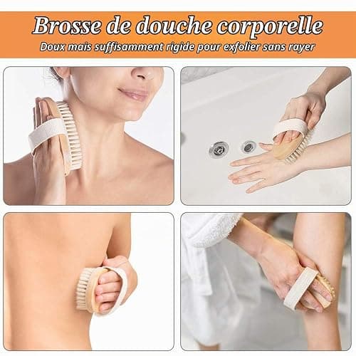 URAQT Brosse à sec pour le Corps, Brosse Exfoliante Physique | Brosse De Bain à Poils Naturels Pour Une Peau Impeccable,Un Drainage Lymphatique thumbnail 5
