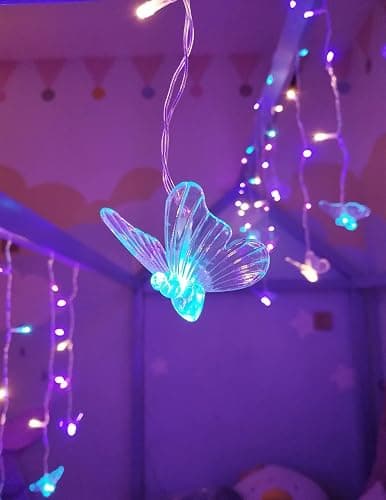 Butterfly Fairy Lights for Bedroom Curtain Lights Twinkle Pastel Cute String Lights Led Hanging for Kids Girls Room for Wall Bed Ceiling Decor with Remote Dimmer thumbnail 3