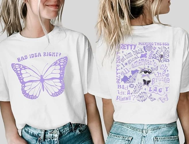 Bad Idea Right Shirts Women Butterfly Shirts Vintage Album Tshirts Music Merch Tee Concert Tour T-shirt thumbnail 3