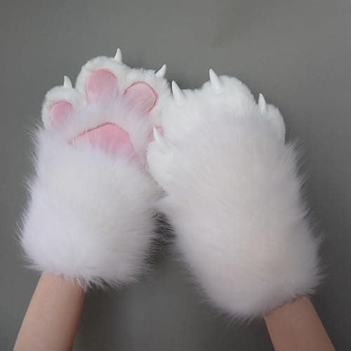 NexinEstic Therian Paws Comfy Furry Paws Faux Fur Fursuit Paws, Therian Stuff Therian Gear, Cat Paw Gloves with Claws Cosplay thumbnail 2
