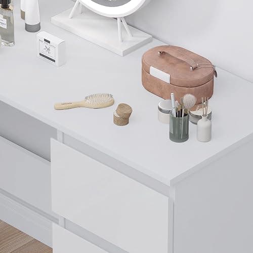 FWStyle Modern White Gloss 3 Drawer Dressing Table Home Office Desk Scandinavian Style Matt Frame thumbnail 6