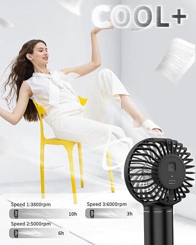 EasyAcc Mini Handheld Fan, Portable Personal Pocket Fan Lifetime Service Powerful Wind 3 Speeds with Lanyard and Detachable Base Cooling Desk Fan for Kids Elderly Women for Travel Outdoor Office Pink - Pink thumbnail 4