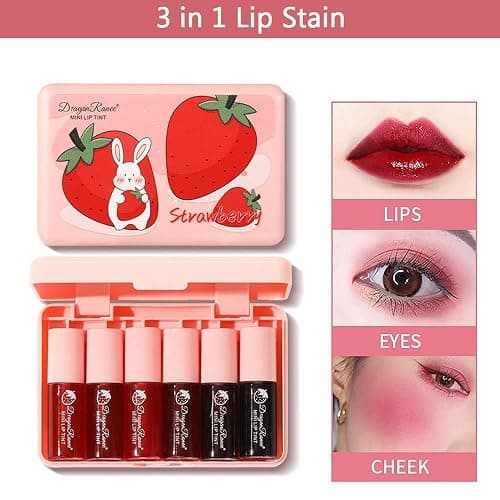 6 Colors Lip Tint Stain Set, Korean Velvet Watery Lip Stain Moisturizing Mini Liquid Lipstick, Multi-use Lip and Cheek Tint, Long lasting Non-Stick Cup Waterproof, Lip Color Makeup thumbnail 7
