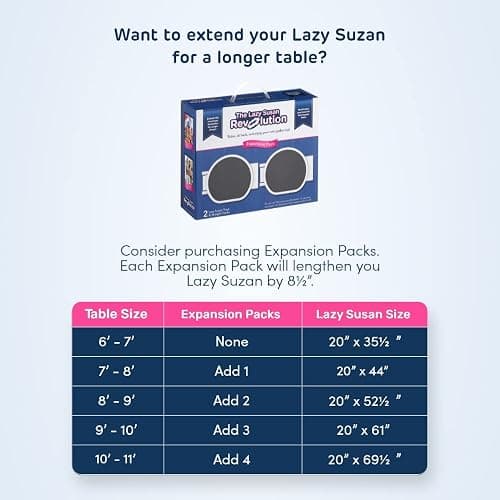 The Lazy Susan Revolution - Full Set - Dark Gray - The First Patented Lazy Susan Turntable Expandable for Rectangular & Oblong Tables - Kitchen & Dining Tables - Great Gift! Parties & Gatherings. thumbnail 7