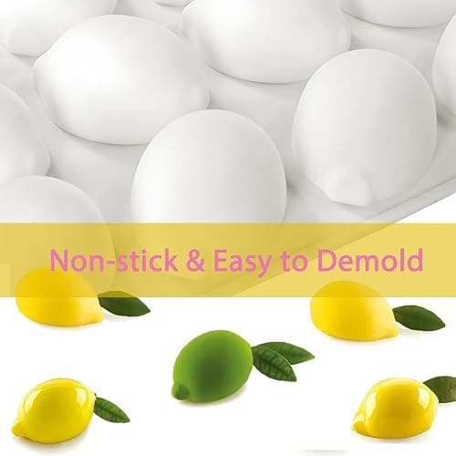 Silicone Lemon Mold, 15-Cavity Fruit Shape Baking Tray for Desserts, White thumbnail 7