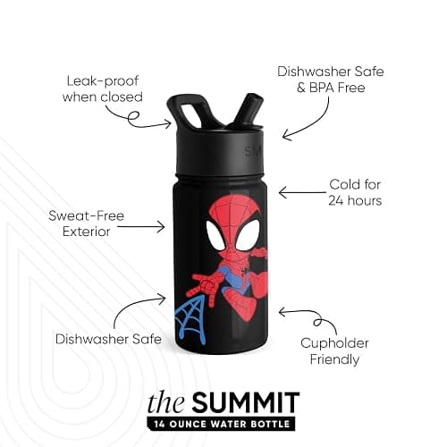 Simple Modern Kids Summit Water Bottle with Straw Lid | Marvel Spider Man 14oz Stainless Steel Cup Insulated Tumbler for Toddlers, Boys, School | Spidey Kid - Marvel-Spidey Kid - 14 Ounces thumbnail 6