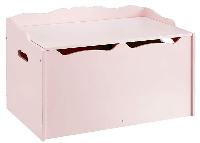 Amazon Basics Kids Toy Box, Wooden Organizer Storage Chest, Pink, 30" x 18" x 19" - Image 1