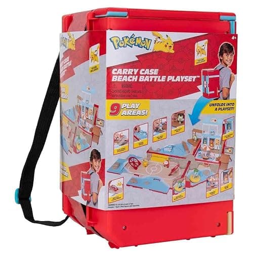 Jazwares Pokémon Carry Case Beach Battle Playset - Portable Transforming Backpack Playset with Action Features and 2-inch Pikachu Battle Figure thumbnail 9