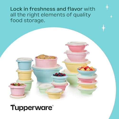 Tupperware Heritage 36-Piece Vintage Pastel Set (18 Containers + 18 Lids) | Plastic Food Storage Containers with Secure Lids, BPA-Free Materials, & Dishwasher-Safe for Kitchen Storage or Meal Prep thumbnail 7