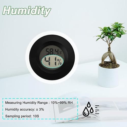 Mini Hygrometer Thermometer Digital Humidity Meter Indoor/Outdoor Humidity Monitor Reptile Thermometer for Humidors Greenhouse Garden Cellar Fahrenheit(℉)/ Celsius(℃) 2 Pack thumbnail 5