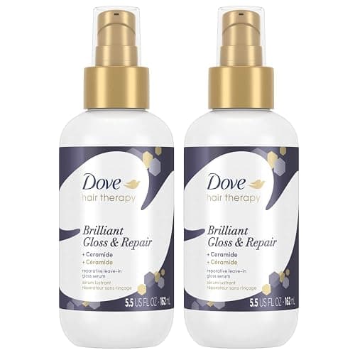 Dove Hair Therapy Brilliant Gloss & Repair with Ceramide - Hair Serum for Shiny Hair, Repair Treatment for Damaged Hair, Moisturizing Leave-In Hair Treatment, 5.5 Fl Oz (Pack of 2) - Image 1