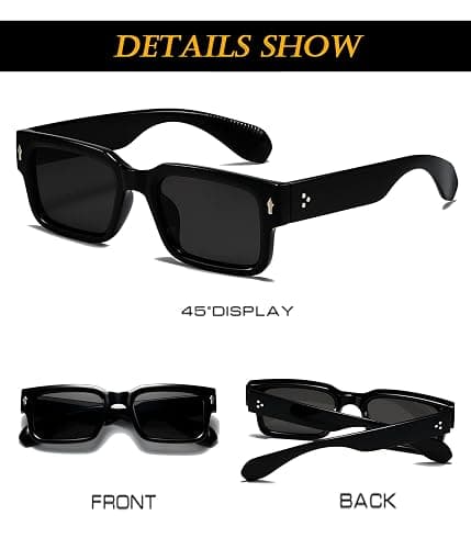EYLRIM Square Frame Sunglasses for Women Men Trendy Chunky Rectangle Sun Glasses Black Shades UV400 Protection thumbnail 5
