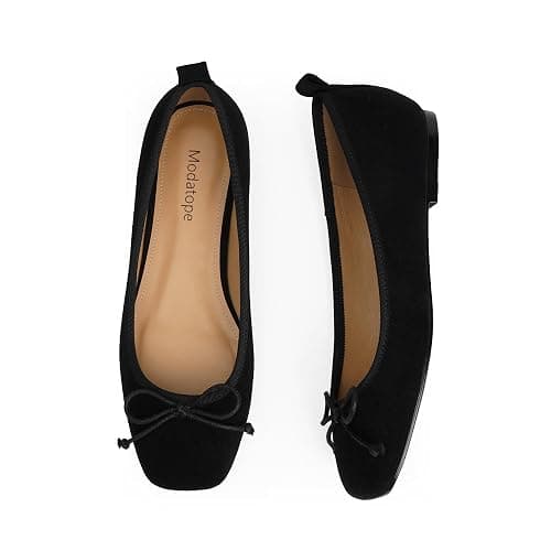 Modatope Ballet Flats with Bow Ballerina Closed Square Toe Slip on Bowknot Flats Shoes for Women Dressy thumbnail 4