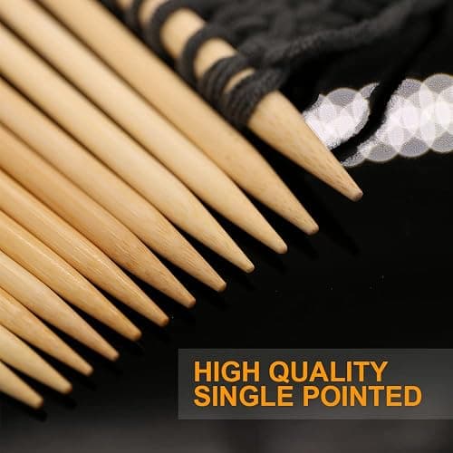 36PCS Bamboo Knitting Needles Set, BetyBedy Single Pointed Knitting Needles, 9 Inches Length Knitting Crochet Supplies for Beginners Handmade (18 Sizes from 2.0mm-10.0mm) thumbnail 3