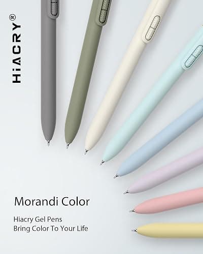 Hiacry 8 Pcs Gel Ink Pens, 0.7mm Fine Point for Smooth Writing Journaling Aesthetic Pens, Black Quick-Dry Long Lasting Fidge Pens, Cute School Office Supplies Gifts for Women （Morandi Black Ink） thumbnail 7