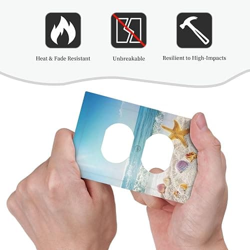 Nijuodnijir Outlet Covers Summer Beach Colorful Seashell Starfish 1 Gang Duplex Light Switch Cover Decorative Switch Plates Electrical Receptacle Faceplate Wall Plate For Kids Room Nursery Decor thumbnail 6