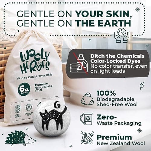 No More Dryer Sheets! XL Wool Dryer Balls 6-Pack, Reusable Laundry Softener & Static Reducer, Eco-Friendly, Long-Lasting, Safe for Sensitive Skin thumbnail 3