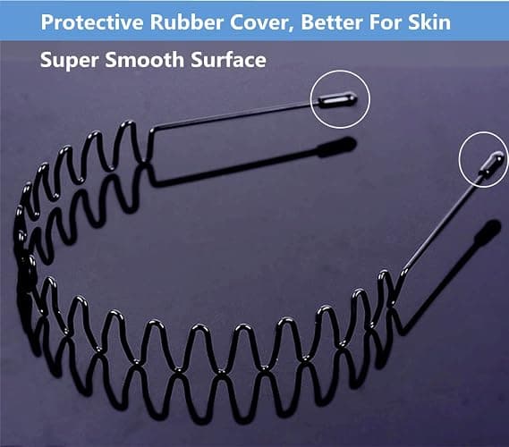 bodbop XINGZHE Hair Bands, 2 PCS Metal Headbands for Men Women's Fashion Headband Stylish Sports Hairband Head Hoop with Non Slip Wavy Teeth, Black (Wide Wavy + Hook Wavy) thumbnail 6