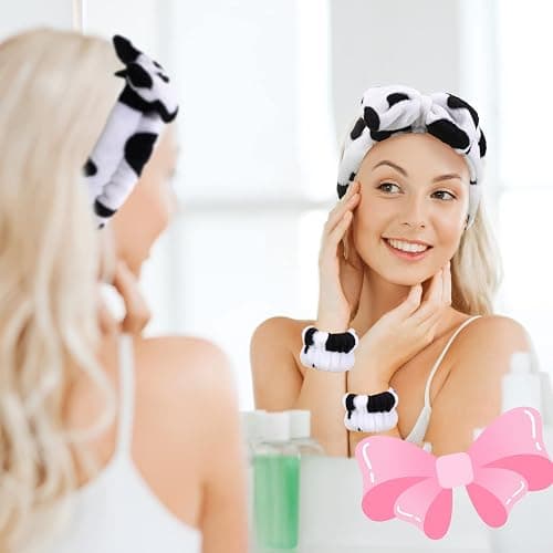 Hanaive Headbands for Women for Washing Face Spa Headband and Wristbands, Makeup Headband for Washing Face, Soft Facial Makeup Head Band, Shower Skin Care Hair Supplies thumbnail 4