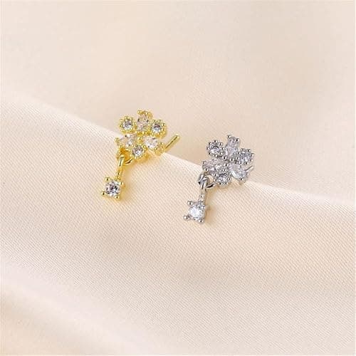 Niaspi 2Pcs 20G CZ Flower Dangle Nose Rings for Women Stainless Steel L-Shaped Nose Studs Rings Dangling Nostril Nose Piercing Jewelry thumbnail 4