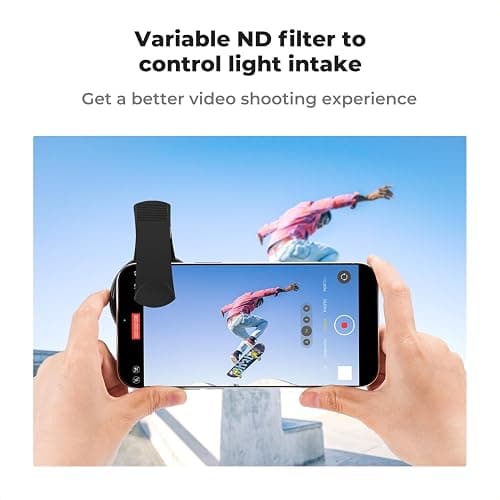 K&F Concept 52mm Clip-on ND2-400 Phone Camera Lens Filter Kit, Adjustable Neutral Density Filter Compatible with iPhone 15 14 13 12 11 thumbnail 4